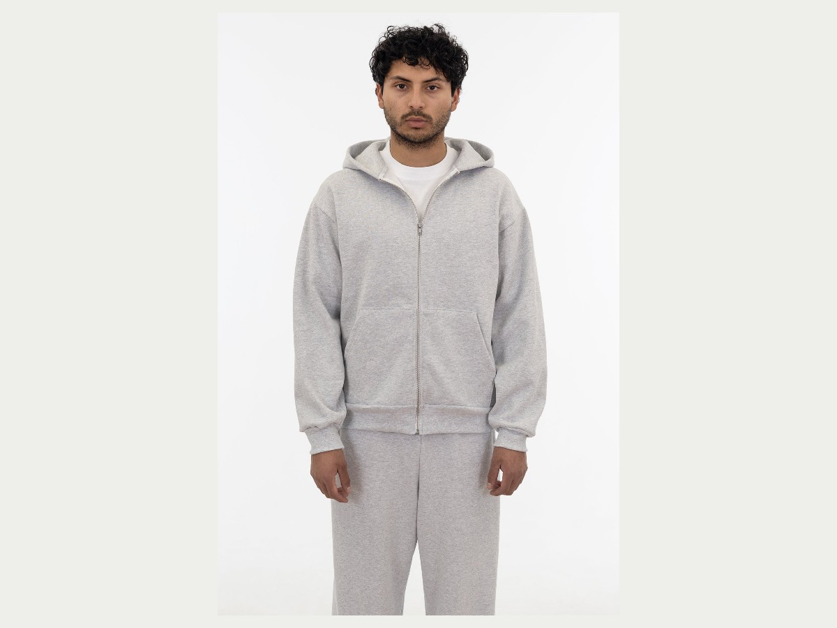 Brushed fleece zip-through hoodie